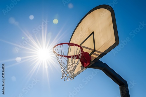 Sunlit outdoor basketball hoop exudes sportsmanship and energy © Muhammad Ishaq