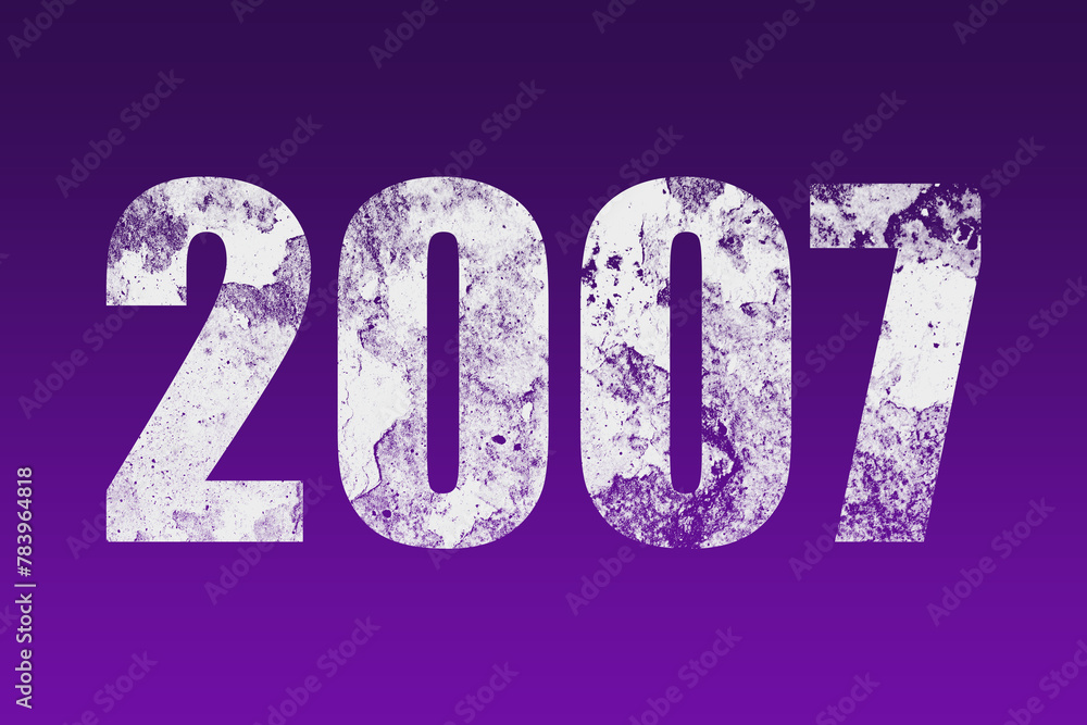 flat white grunge number of 2007 on purple background. flat white grunge number of 2007 on purple background.