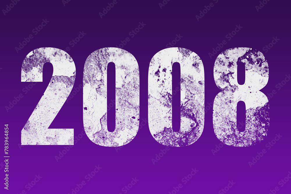 flat white grunge number of 2008 on purple background. flat white grunge number of 2008 on purple background.