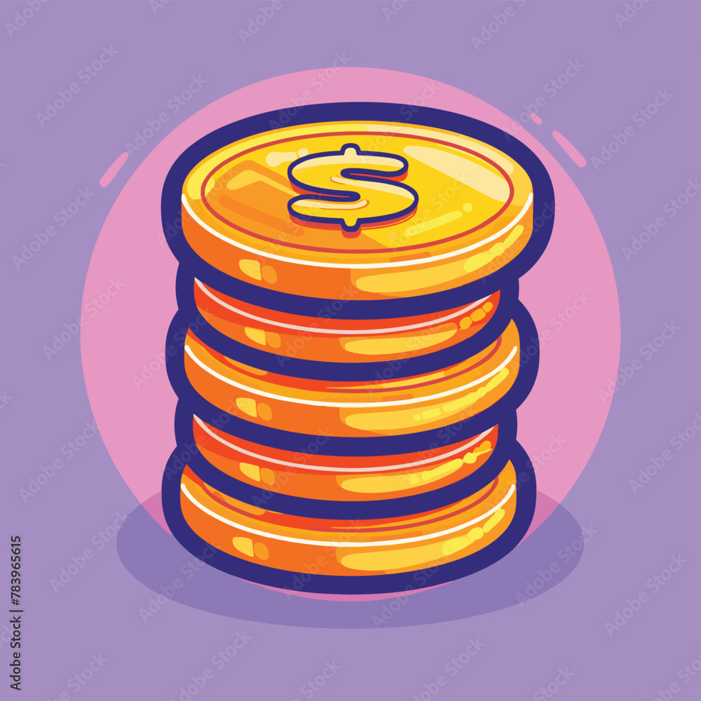 Simple gold coin stack vector illustration