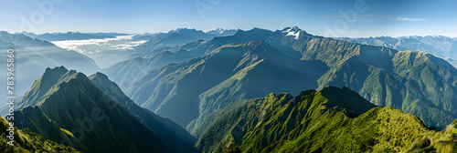 Majestic Serenity: The Spectacular Mountain Ranges of New Zealand Bathed in Soft Sunlight photo