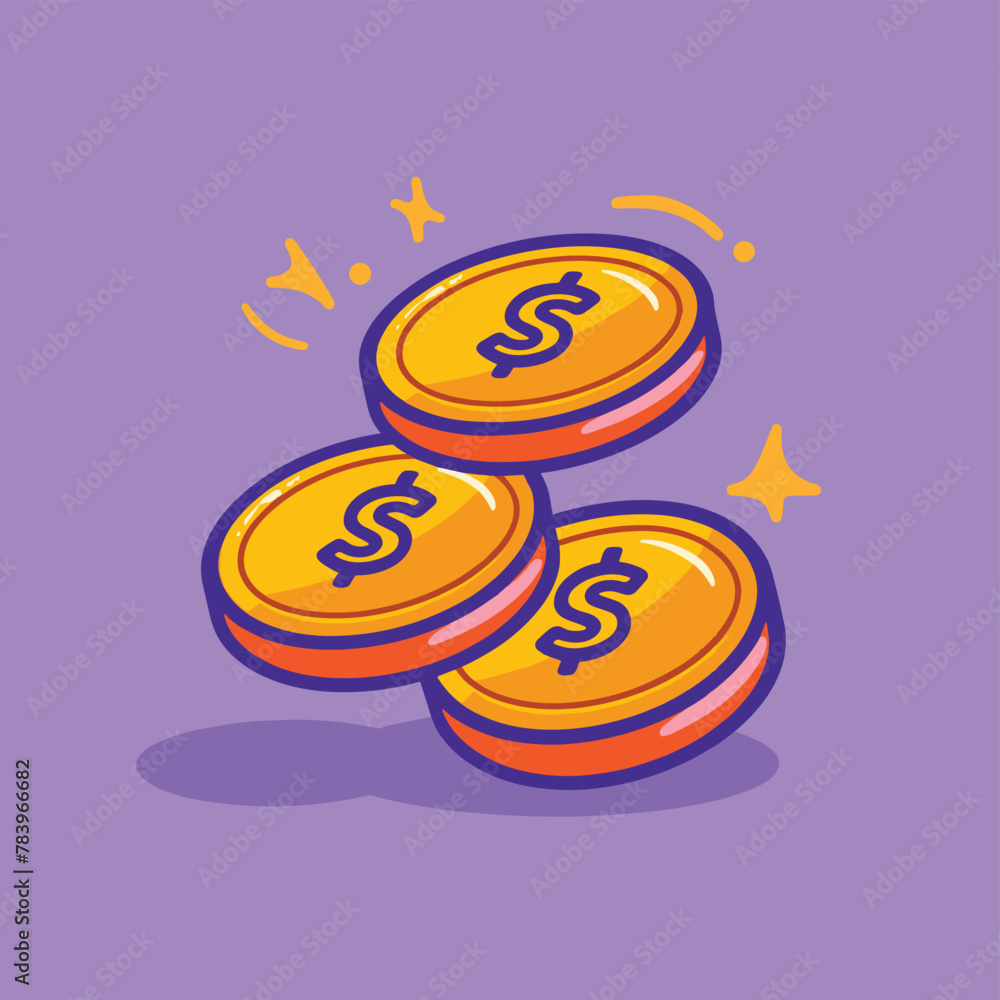 Simple gold coin stack vector illustration