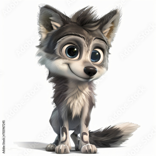 Cute Cartoon Wolf Character