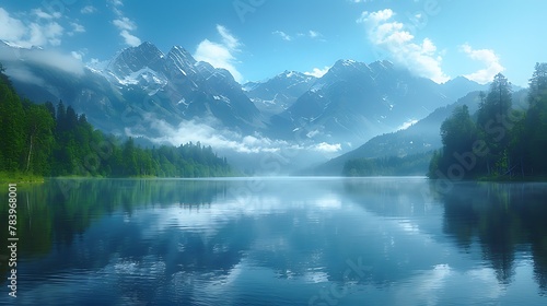 Lose yourself in the tranquil embrace of a secluded mountain lake, its pristine waters reflecting the azure sky above. 