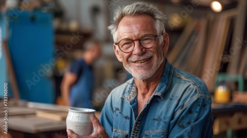 A Smiling Senior Artisan in Workshop