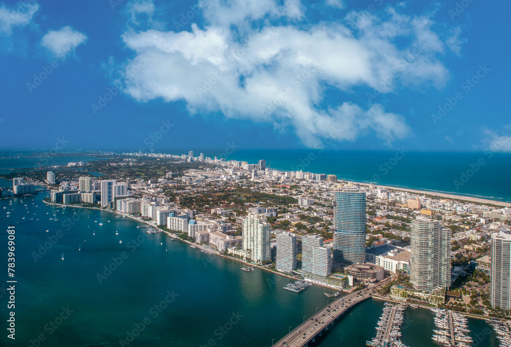 Skyline von Miami Beach aus dem Flugzeug