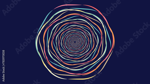 Abstract spiral spinning round vortex style data cycle urgency creative background.
