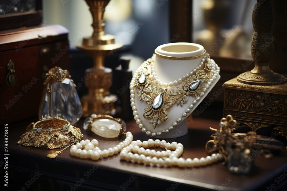 Fototapeta premium Vintage Elegance with Antique Jewelry high quality details,
