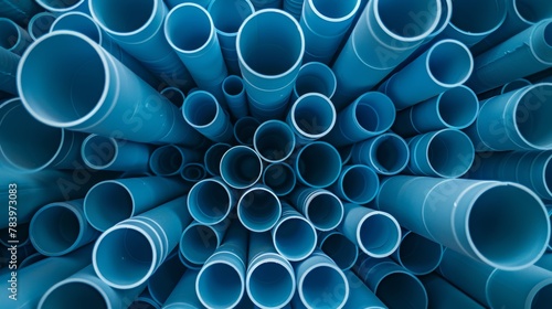 Stack of Blue PVC Pipes