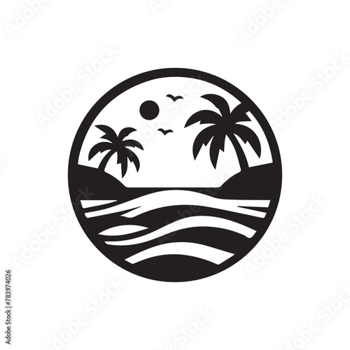 minimalist beach logo on a white background