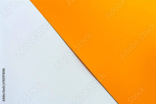 A bold contrast of rich orange and bright white, divided by a diagonal line, forms a visually arresting backdrop that seamlessly balances simplicity with dynamic energy