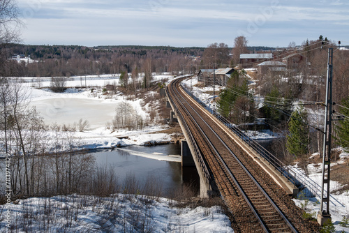 Railway bridge over a river.