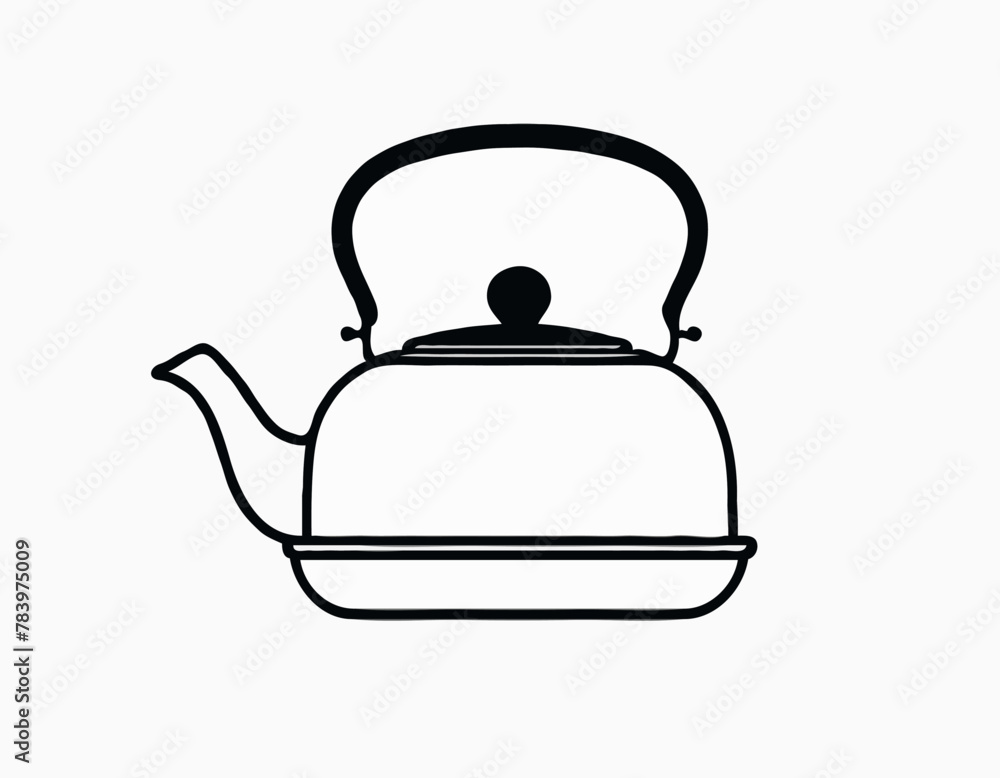 Black And White Tea Kettle Icon Black And White Tea Kettle Icon