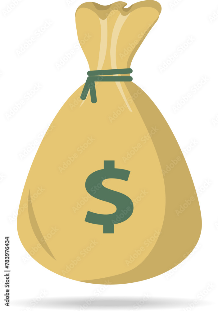 Money bag, realistic money bag icon isolated on white background with shadow. Vector, cartoon illustration. Money bag, realistic money bag icon isolated on white background with shadow. Vector, cartoon illustration.