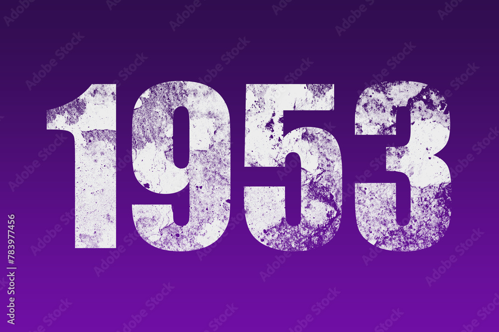flat white grunge number of 1953 on purple background. flat white grunge number of 1953 on purple background.