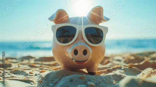 A Piggybank Enjoys the Beach