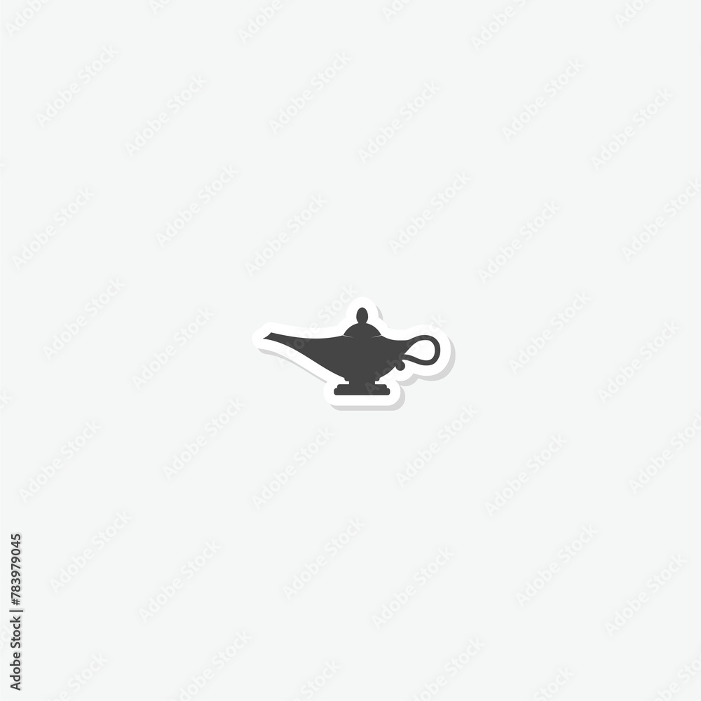 Aladdin lamp flat style silhouette sticker isolated on gray background Aladdin lamp flat style silhouette sticker isolated on gray background