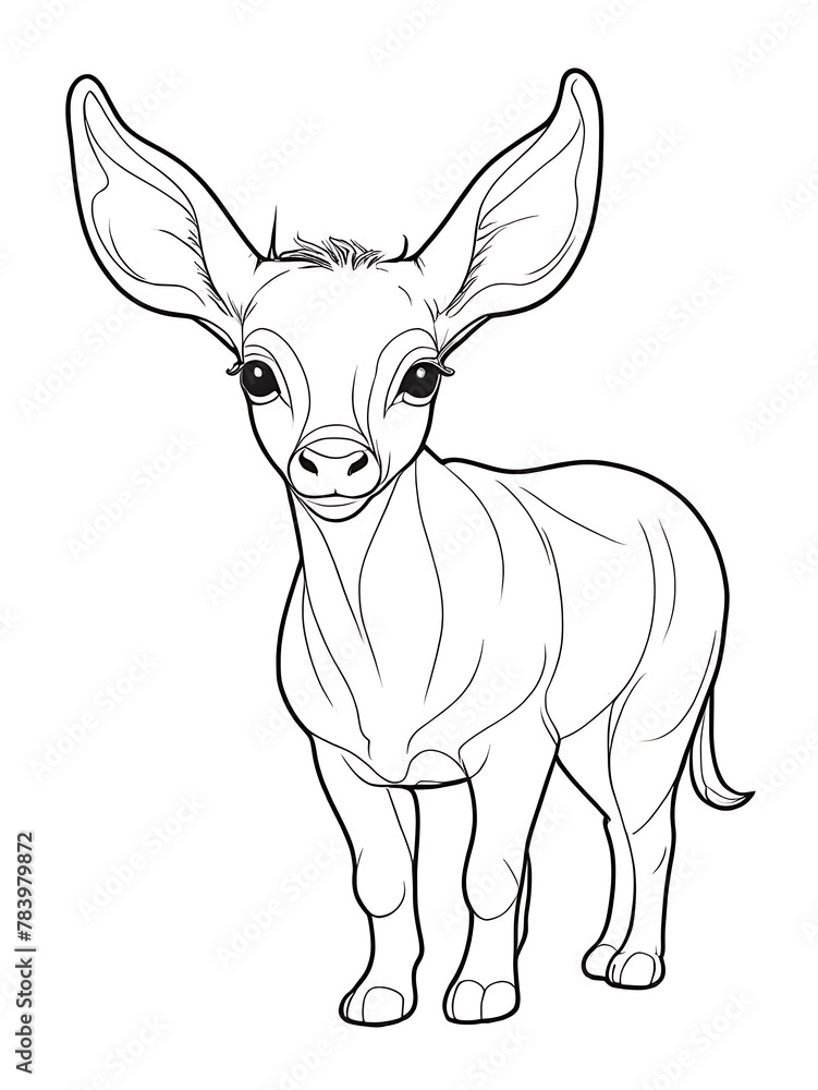 Easy one line animals coloring page, outline, white color, white background, ai generated 