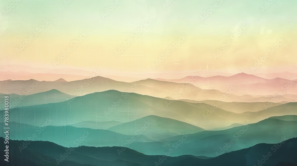 muslin style texture with mountain scene muslin style texture with mountain scene