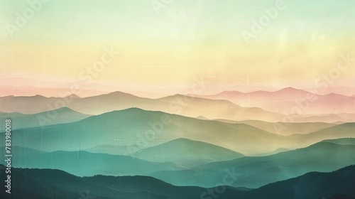 muslin style texture with mountain scene photo