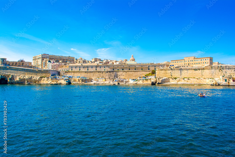 Landscape of old Valletta with old buildings and Grand Harbour Landscape of old Valletta with old buildings and Grand Harbour
