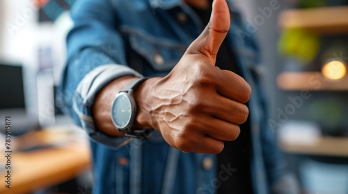 A Close-up Thumbs-up Gesture © PiBu Stock
