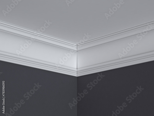 The ceiling cornice is white. 3D Render. photo