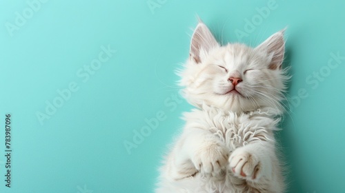 White cat resting with eyes closed