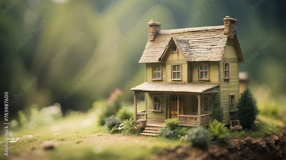 little house ever, tilt-shift, old-fashioned photograph