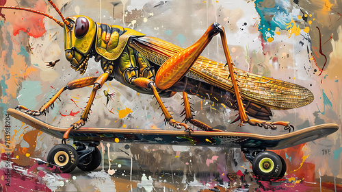 grafitti of a grasshopper on the wall