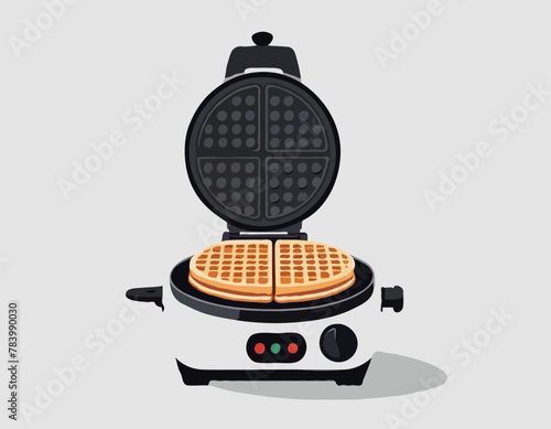 Kitchen modern technical sandwich maker, gadget waffle iron device icon flat vector illustration, isolated on white. Design cooking stuff
