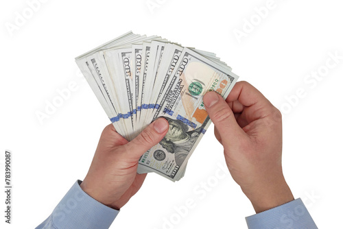 Businessman counting USA one hundred Dollar bills