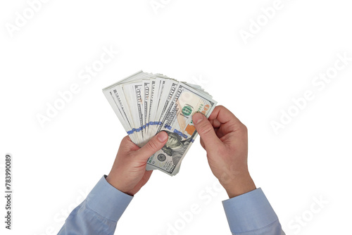 Businessman counting USA one hundred Dollar bills