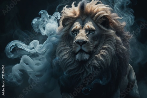 lion in the night created with generative AI software.