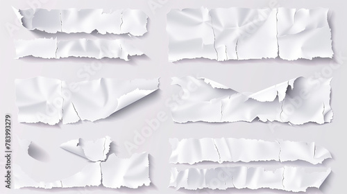 Torn sheets of paper. Torn paper strips set. Vector illustration