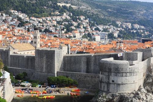 Hillside city of Dubrovnik protected by the surrounding wall