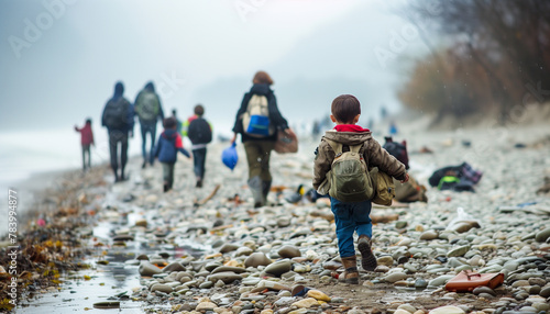 Refugees fleeing conflict and persecution  photo