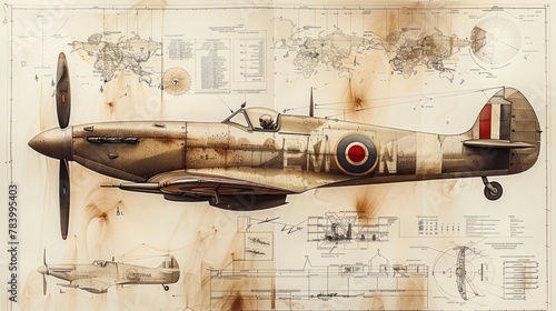 Detailed Schematic Drawing of Original Super Fighter Plane