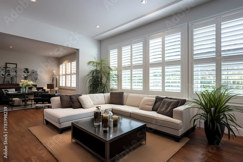Plantation shutters, classic and versatile window treatments, feature adjustable louvers mounted on a solid frame, providing an elegant and functional solution that allows for precise control of light