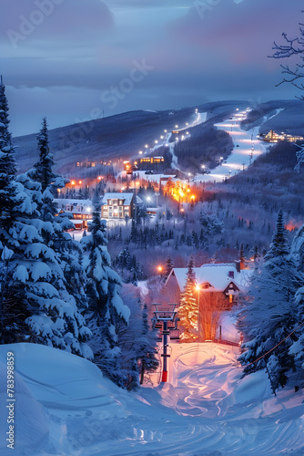 Pristine Winter Wonderland: Scenic Panorama of Ski Resorts in New Hampshire © Carolyn