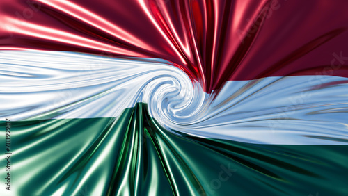 Flowing Fabric Effect on the Hungarian Flag with Bold Red, White, and Green