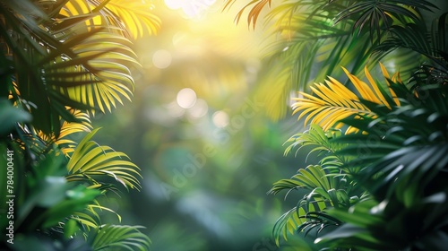 Sun Shines Through Leaves of Tropical Tree