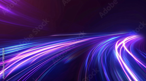 Dreamy purple and blue abstract backdrop with glowing light streaks and celestial stars