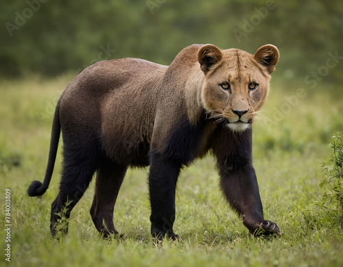 lion cub and lioness