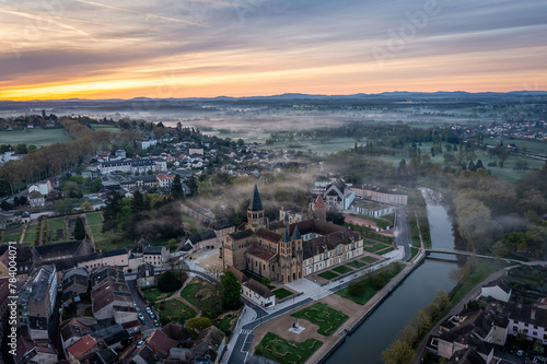 Aerial View of Paray-le-Monial, Saône-et-Loire, France