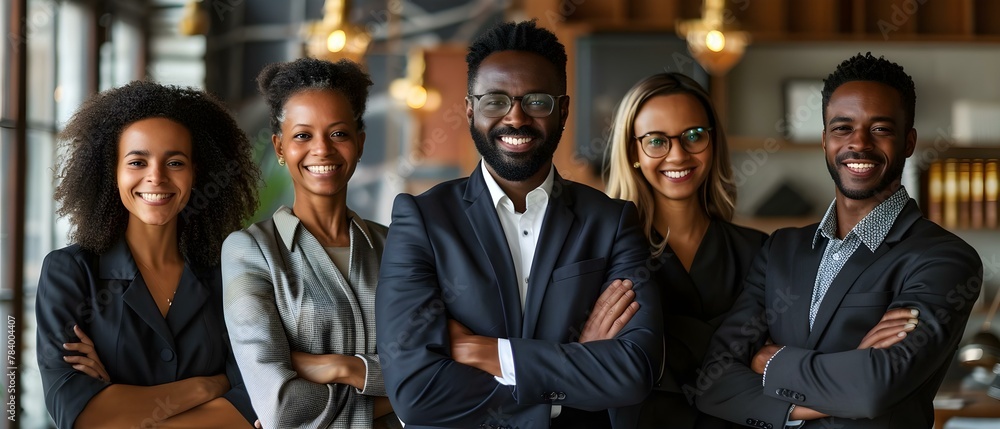 Confident Multicultural Legal Team in Modern Office. Concept Law Firm Diversity, Modern Workplace, Multicultural Team, Legal Professionals, Confidence and Diversity - obrazy, fototapety, plakaty 
