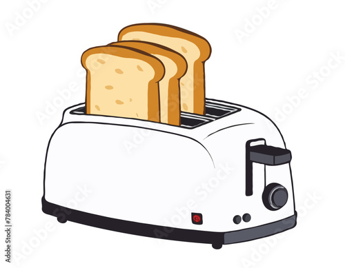Automatic toaster cook bread for breakfast. Breakfast preparation concept