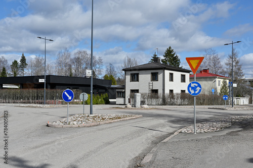 a roundabout in a small Finnish town