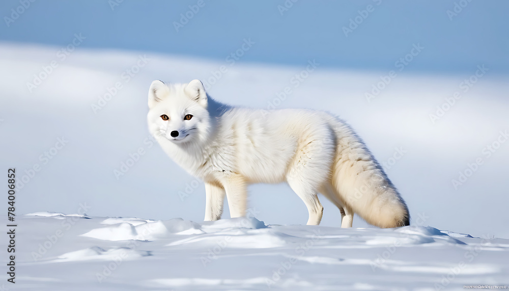 Obraz premium Arctic Fox white fur fox image.png