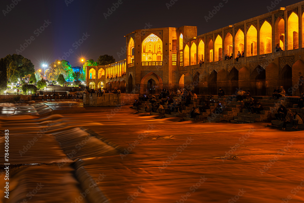 Iran. Isfahan. Khajoo Bridge (XVII century) on the Zayanderud river